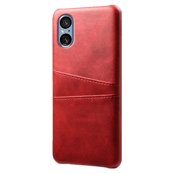 For Sony Xperia 5 V PU Leather + PC Phone Case Anti-Scratch Dual Card Slots Cell Phone Cover - Red