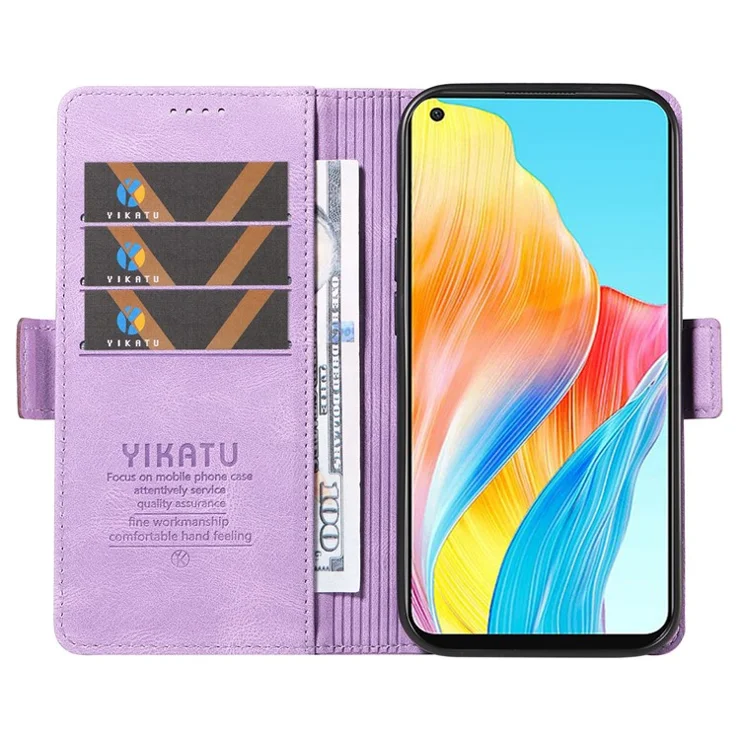 YIKATU YK-005 For Oppo A78 4G PU Leather Wallet Phone Case Skin-touch Stand Flip Cover - Purple