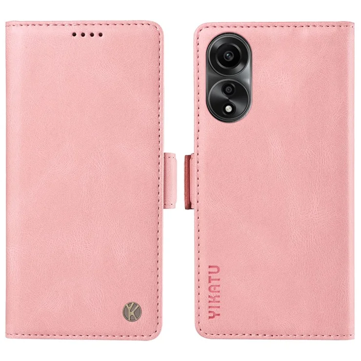 YIKATU YK-005 For Oppo A78 4G PU Leather Wallet Phone Case Skin-touch Stand Flip Cover - Pink