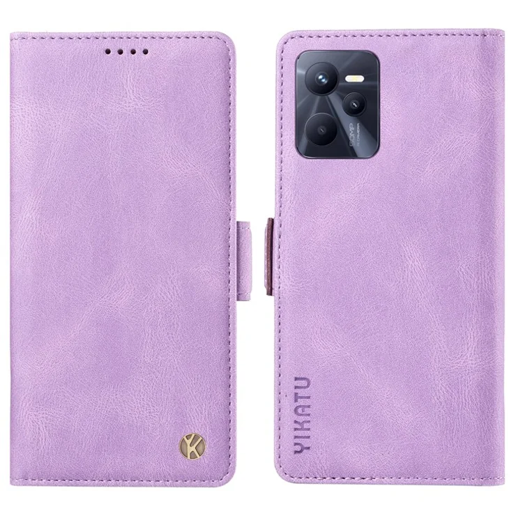 YIKATU YK-005 Flip Stand Cover for Realme C35 4G / Narzo 50A Prime , PU Leather Skin-touch Wallet Phone Case - Purple