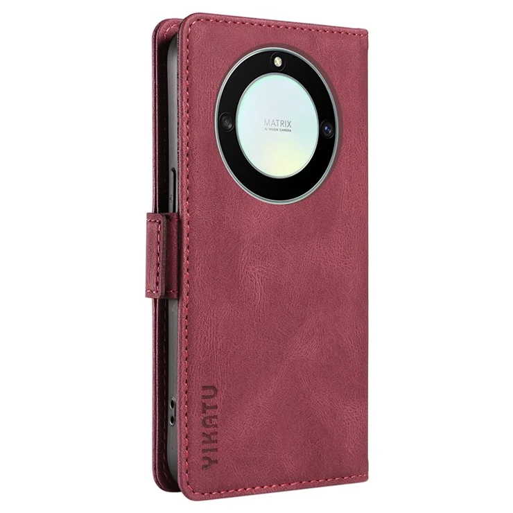 YIKATU YK-005 For Honor X40 5G / X9a 5G / Magic5 Lite 5G PU Leather Wallet Phone Case Stand Skin-touch Cover - Wine Red
