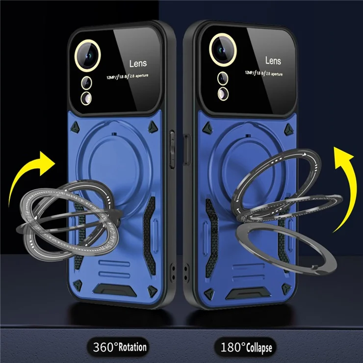Rotating Ring Kickstand Case for Oppo A78 5G / A58 5G PC+TPU Magnetic Phone Cover Compatible with MagSafe - Rose Gold
