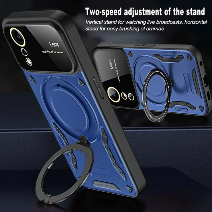 Rotating Ring Kickstand Case for Oppo A78 5G / A58 5G PC+TPU Magnetic Phone Cover Compatible with MagSafe - Purple