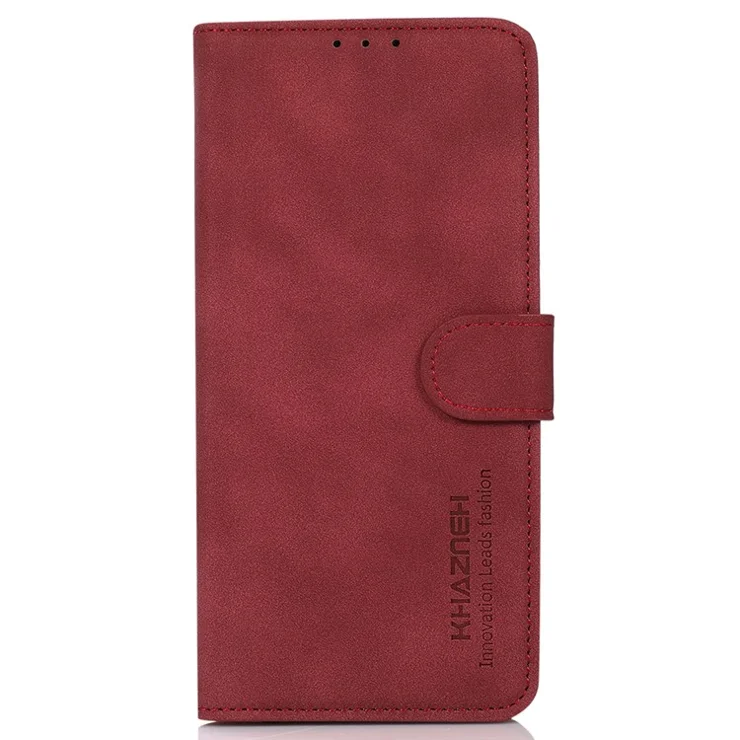 KHAZNEH For Honor X6a 4G Wallet Stand Cover Magnetic Closure PU Leather Textured Phone Case - Red