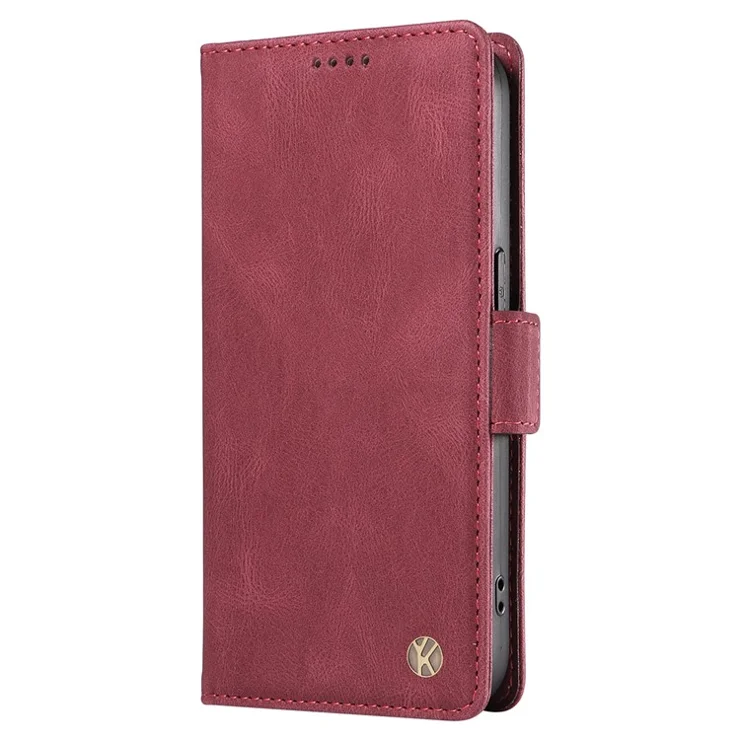 YIKATU YK-005 For Samsung Galaxy A53 5G Leather Cover Skin-touch Phone Case Wallet Stand Shell - Wine Red