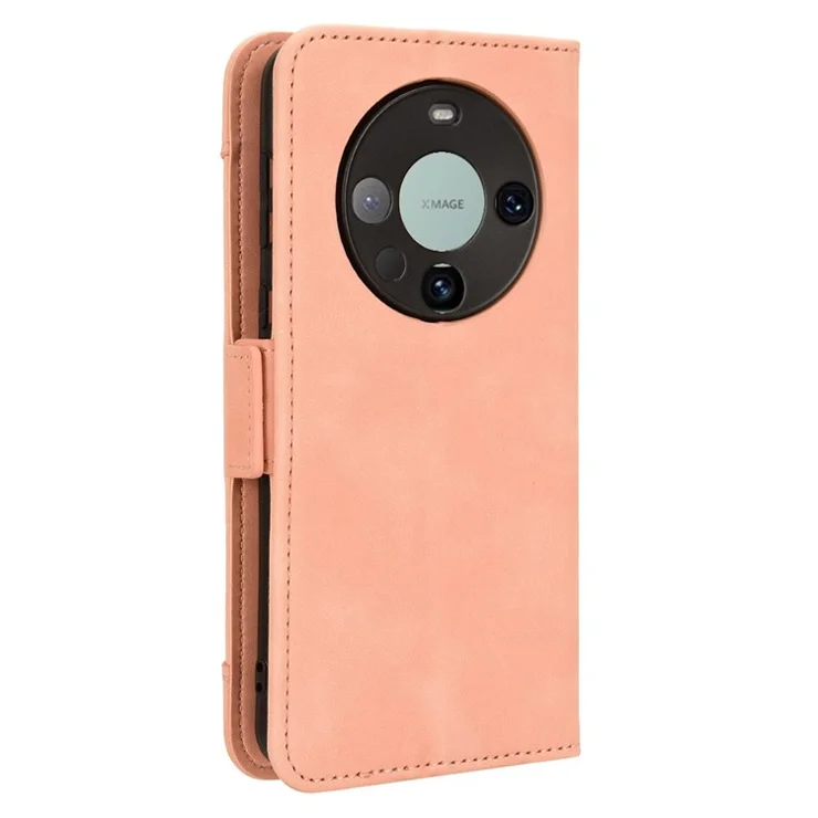 For Huawei Mate 60 Pro Multiple Card Slots PU Leather Phone Case Wallet Stand Protective Cover - Pink