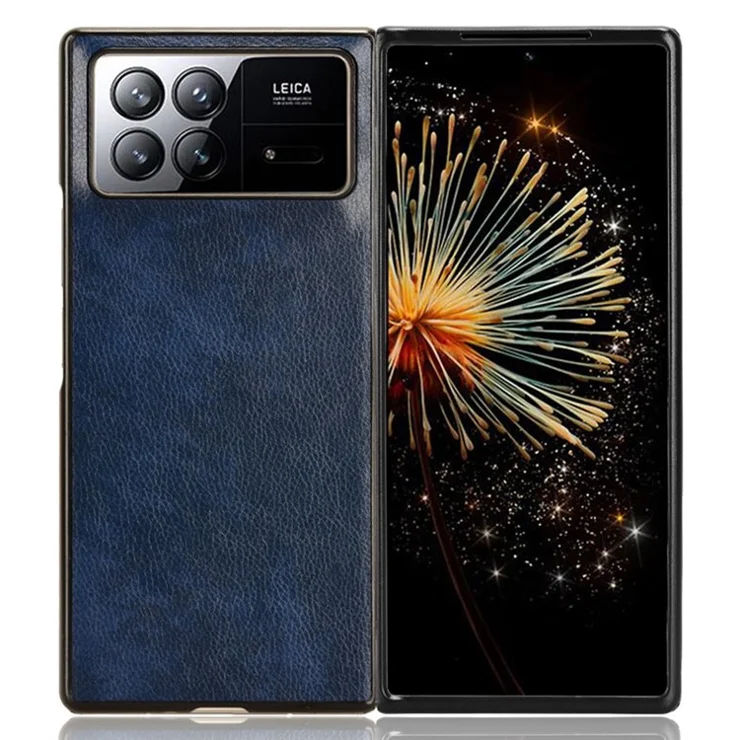 For Xiaomi Mix Fold 3 5G PU Leather Coated TPU+PC Protective Case Litchi Texture Folding Phone Cover - Blue