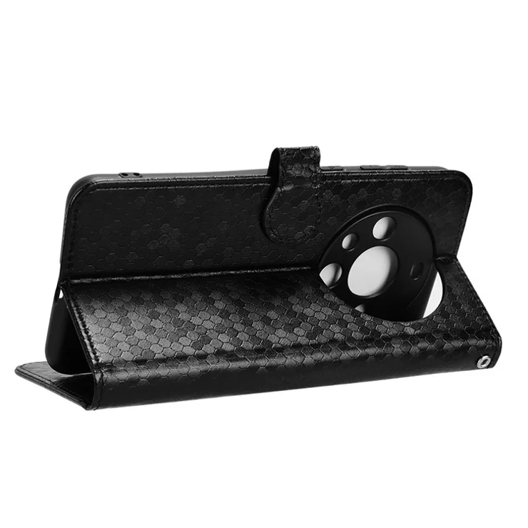 For Huawei Mate 60 Pro PU Leather Anti-drop Phone Case Imprinted Wallet Stand Cover - Black