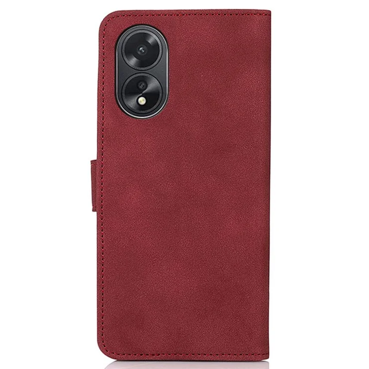 KHAZNEH For Oppo A38 4G Magnetic Clasp Wallet Stand Cover Textured PU Leather Phone Case - Red