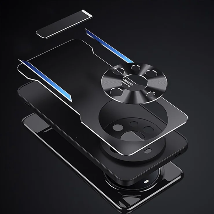 For Huawei Mate 60 Kickstand Phone Case Aluminum Alloy + TPU Shockproof Protective Cover - Silver