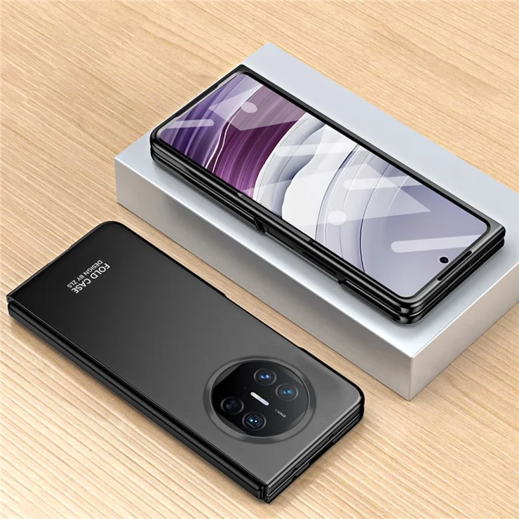 For Huawei Mate X5 Hard PC Phone Drop Protection Case Folding Phone Cover with Tempered Glass Film - Black