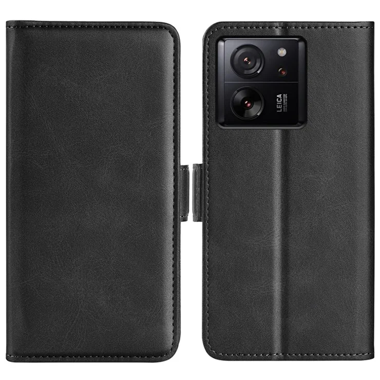 For Xiaomi 13T / 13T Pro Fall Protection Calf Texture Phone Cover Leather Wallet Stand Flip Case - Black