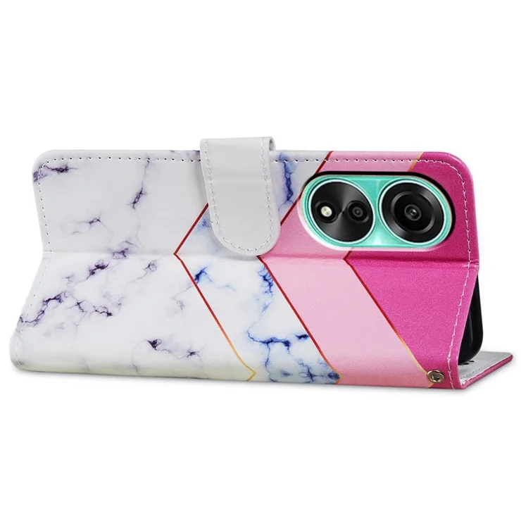 For Oppo A38 4G Case Pattern Printed PU Leather Stand Wallet Phone Cover - Smoke Marble