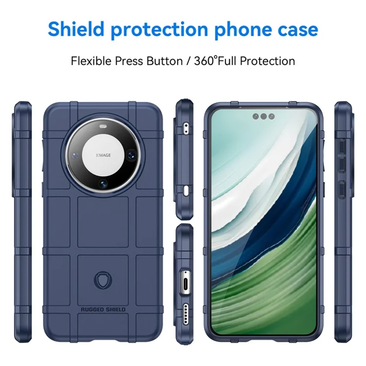 TPU Phone Cover For Huawei Mate 60 Pro Case Shell with Square Grid Texture - Blue