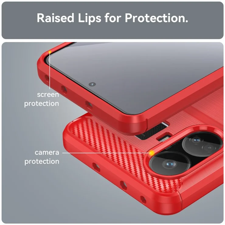 For Realme GT5 5G Case Carbon Texture Phone Cover Brushed TPU Phone Shell - Red