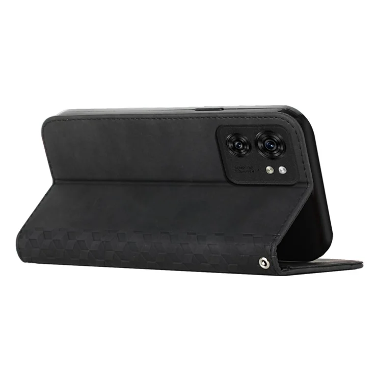 For Motorola Edge 40 5G Case Wallet Leather Imprinted Stand Phone Cover - Black