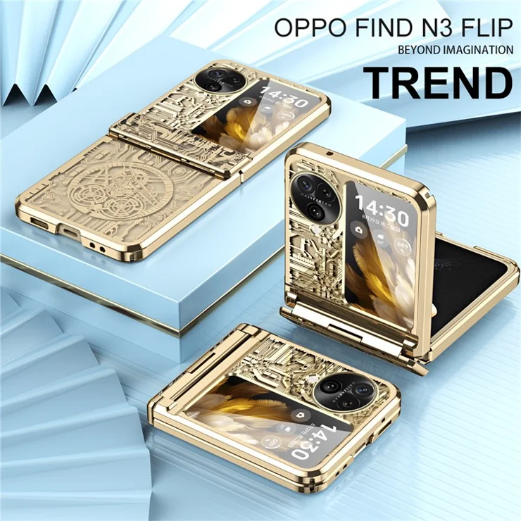 Mechanical Legend Series for Oppo Find N3 Flip 5G Case Hinge Protection PC Electroplating Cover - Rose Gold