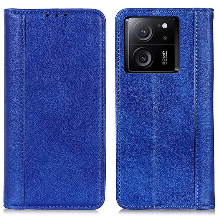 For Xiaomi 13T / 13T Pro / Redmi K60 Ultra Case Wallet Split Leather Phone Cover Litchi Texture Stand Shell - Blue