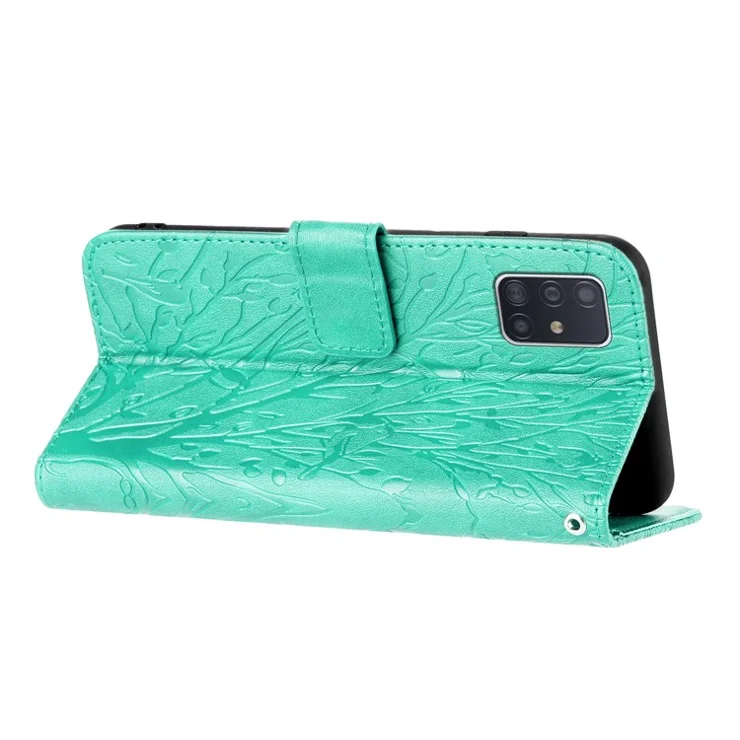 For Samsung Galaxy A51 4G SM-A515 Phone Case Wallet PU Leather Stand Phone Cover - Green
