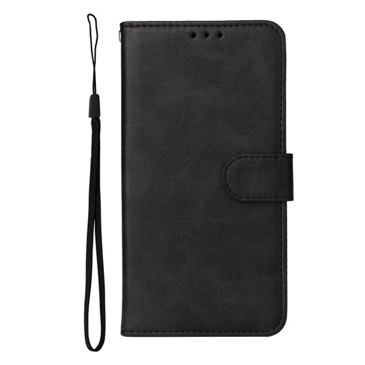For Honor X6a 4G Case Calf Texture Wallet Stand PU Leather Cell Phone Cover - Black