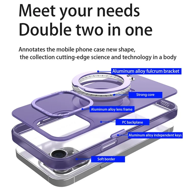 For iPhone 14 Pro Max Case Compatible with MagSafe Soft TPU+PC Kickstand Phone Cover - Blue