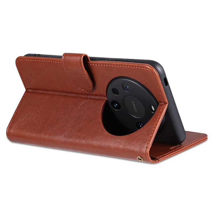AZNS For Huawei Mate 60 Pro Case PU Leather Full Protection Wallet Phone Cover - Brown