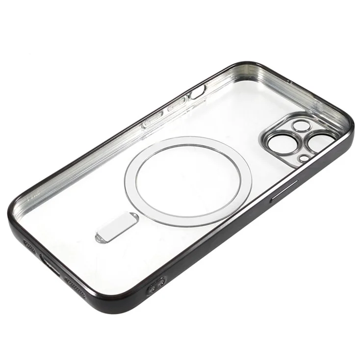 For iPhone 15 Case Compatible with MagSafe Built-in PC Lens Film TPU Phone Back Cover - Black