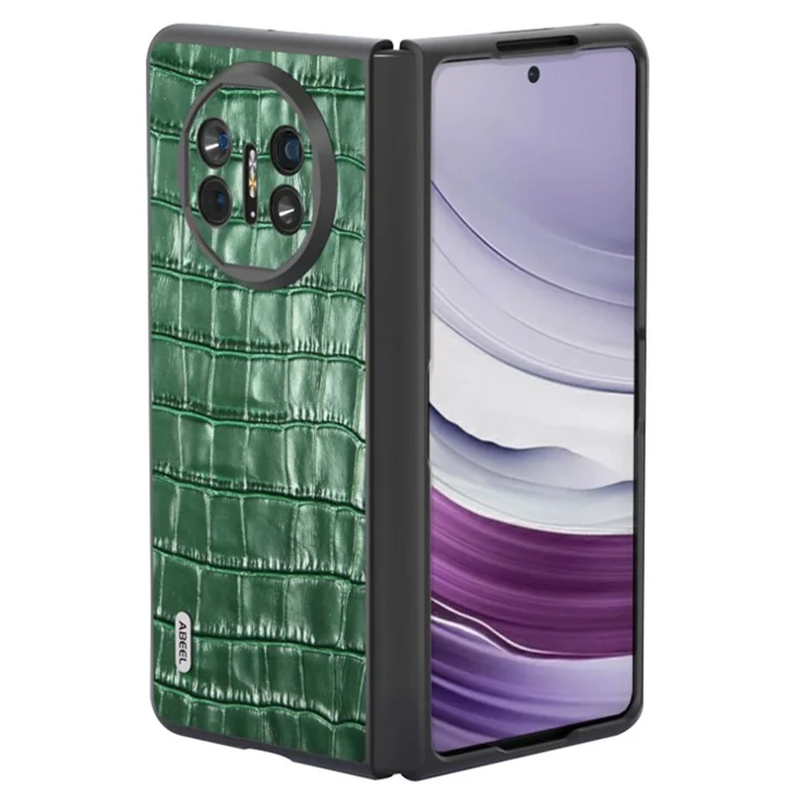 ABEEL For Huawei Mate X5 Protective Case Genuine Cow Leather+PC Crocodile Texture Cover - Green