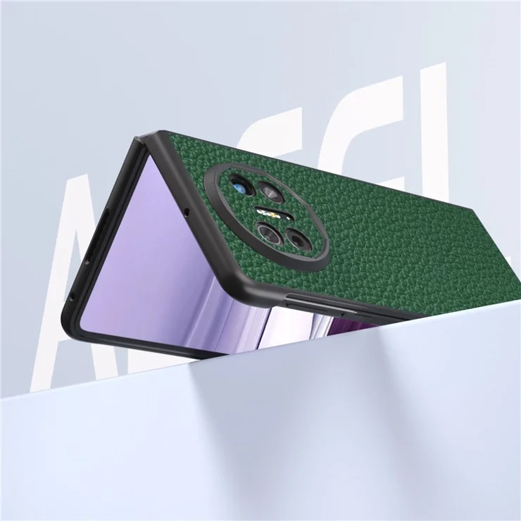 ABEEL For Huawei Mate X5 Phone Case Litchi Texture Genuine Cow Leather Back Cover - Green