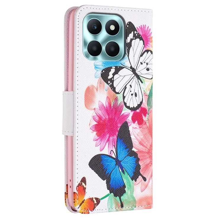 Wallet Phone Cover for Honor X6a 4G Case PU Leather Stand Shell - Two Butterflies