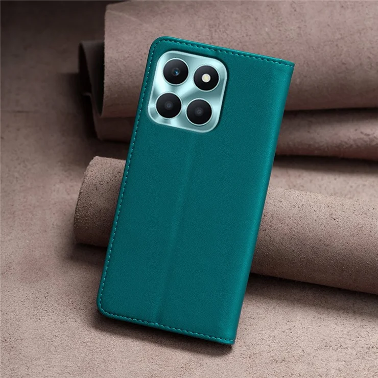 BINFEN COLOR BF18 For Honor X6a 4G Case Card Holder Flip Stand Leather Phone Cover - Green