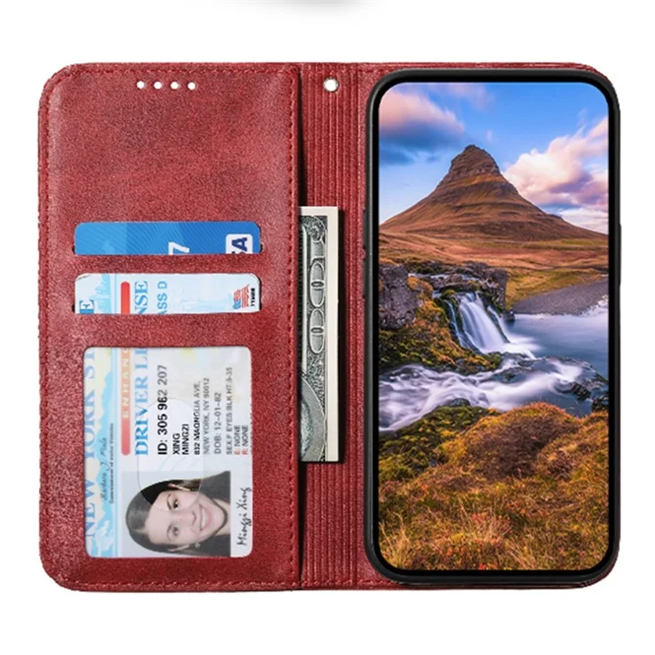 For Oppo A38 4G Case Imprinted PU Leather Viewing Stand Wallet Phone Cover - Red