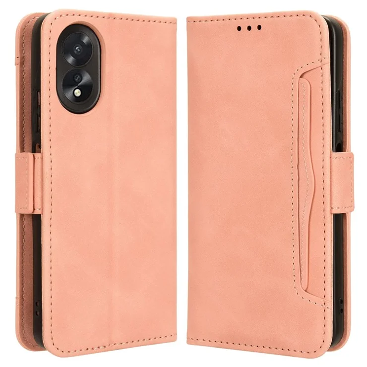 For Oppo A38 4G / A18 4G Case Stand Shell PU Leather Wallet Phone Cover - Pink