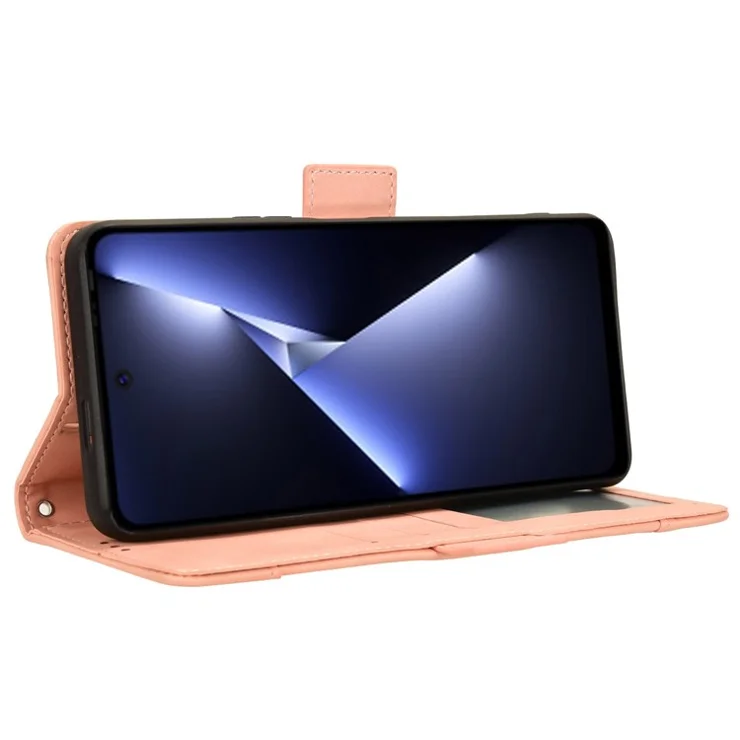For TECNO Pova 5 Pro 4G / LH8n Case Drop Proof Folio Flip PU Leather Phone Wallet Cover - Pink
