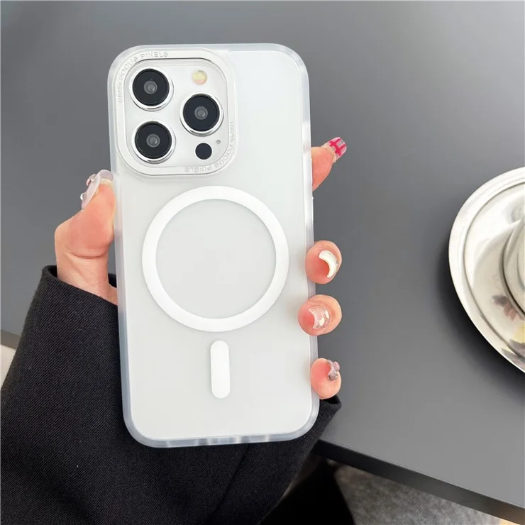 Shockproof Case for iPhone 15 Pro Case Compatible with MagSafe Matte TPU+PC Phone Cover - Transparent