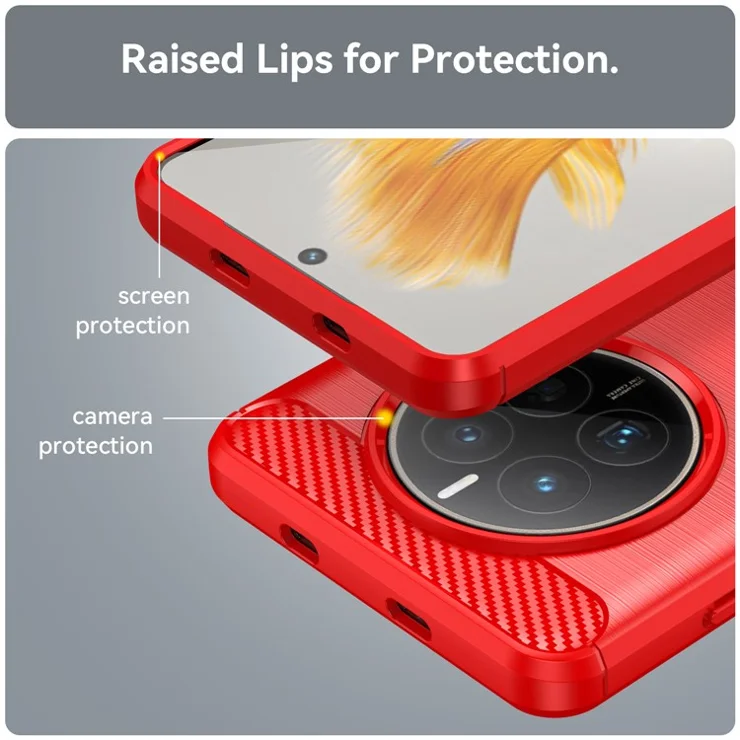 For Huawei Mate 50E 4G / Mate 50 4G Case Slim-Fit Cell Phone Cover TPU Carbon Fiber Texture Shell - Red