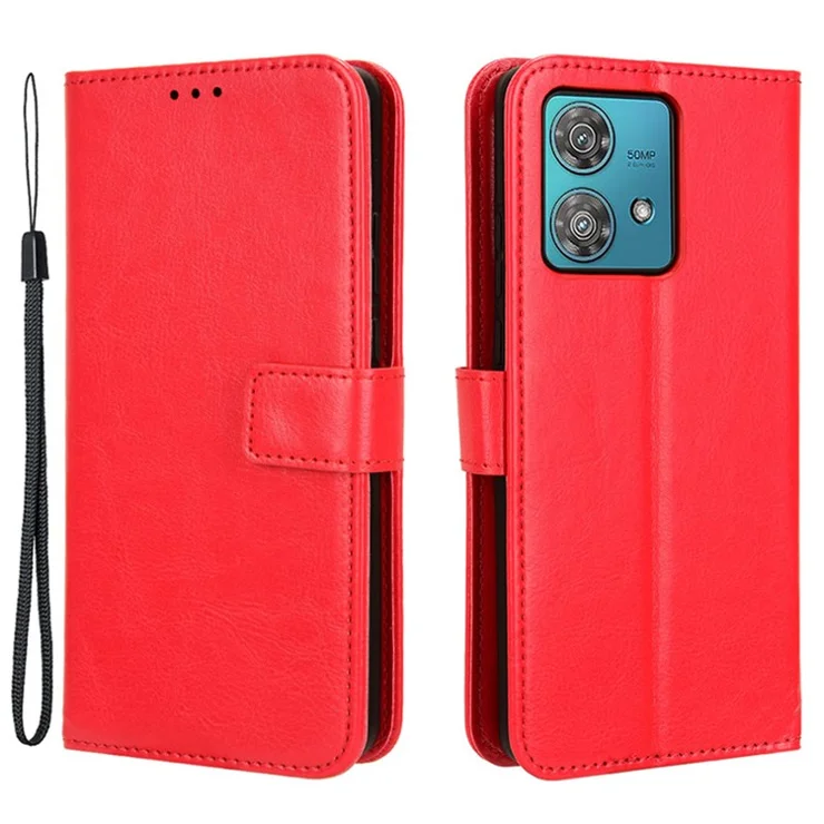 For Motorola Edge 40 Neo 5G Case Full Protection Wallet Phone Leather Cover - Red