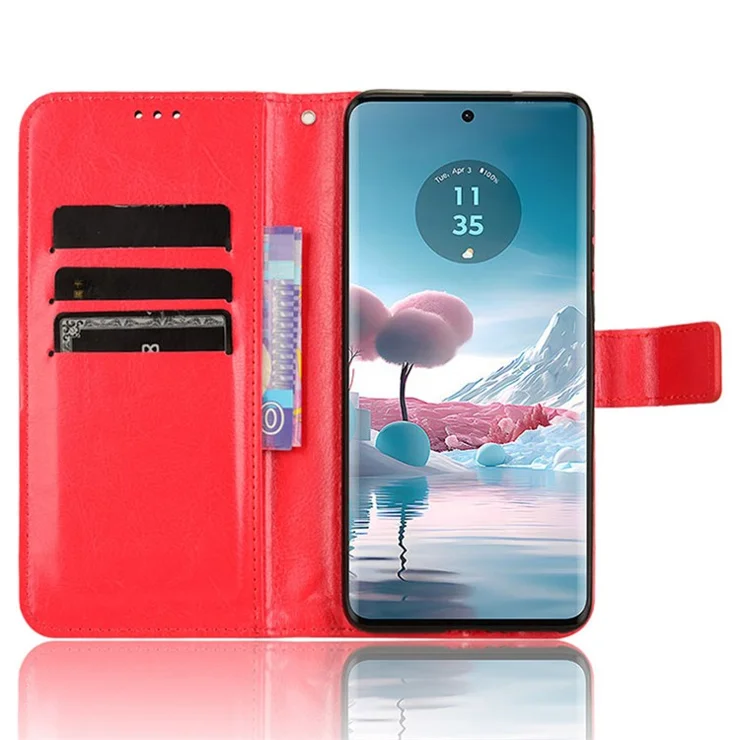 For Motorola Edge 40 Neo 5G Case Full Protection Wallet Phone Leather Cover - Red