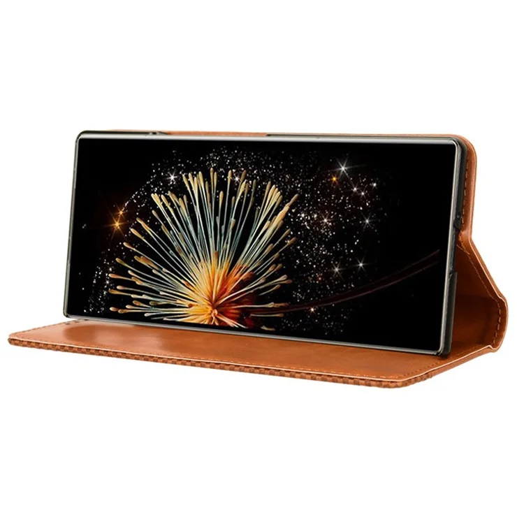 For Xiaomi Mix Fold 3 5G Folding Case Retro PU Leather Stand Phone Cover - Brown