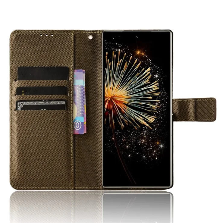For Xiaomi Mix Fold 3 5G Phone Case Diamond Texture PU Leather Cover with Wallet - Brown