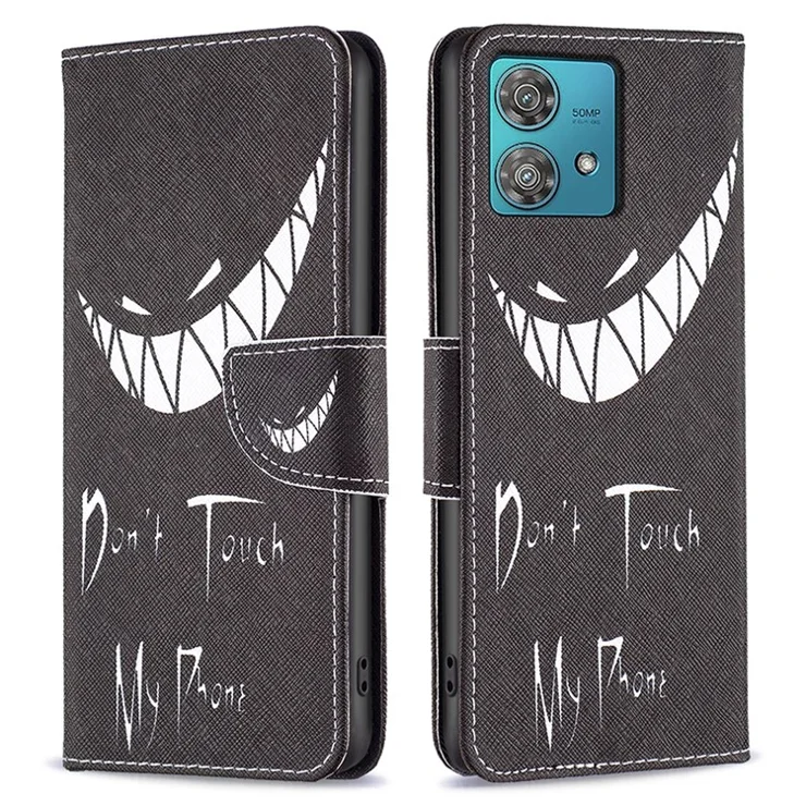 For Motorola Edge 40 Neo 5G Case Pattern Printing Leather Wallet Phone Cover - Don't Touch My Phone
