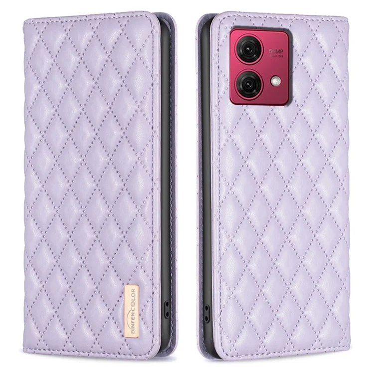BINFEN COLOR BF Style-16 For Motorola Moto G84 5G Case Card Holder Phone Leather Cover - Purple