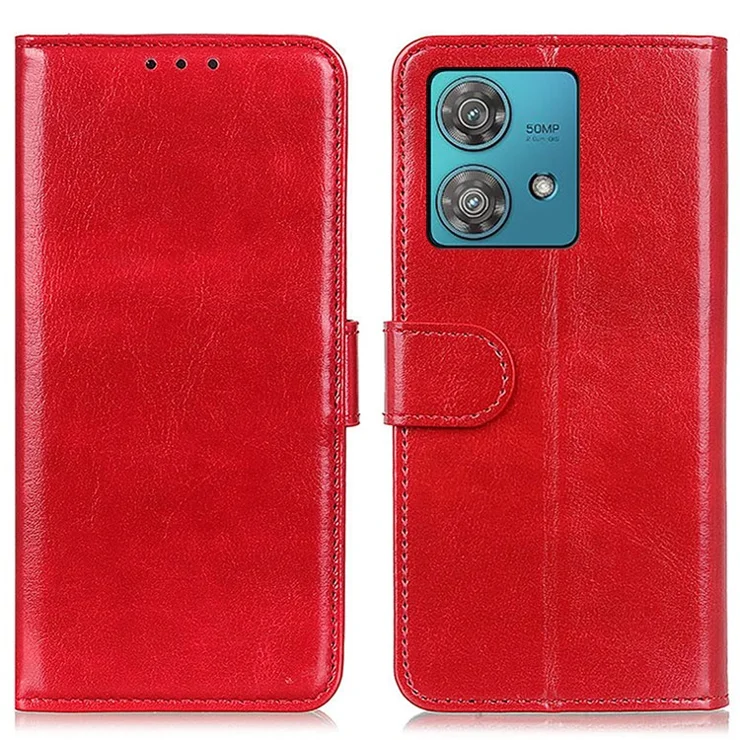 For Motorola Moto G84 5G Case Crazy Horse Texture Full Protection Leather Phone Cover - Red