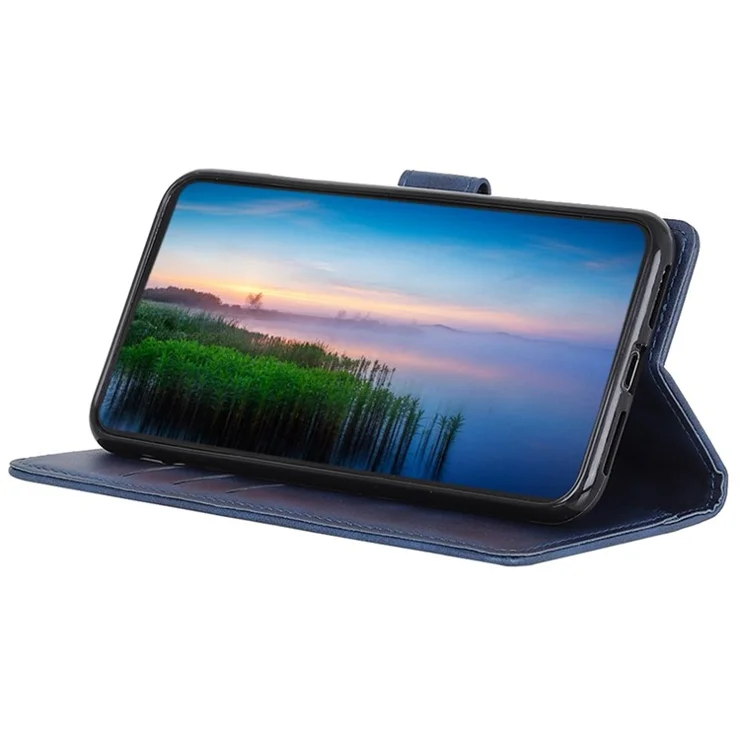 For Motorola Edge 40 Neo 5G PU Leather Case Anti-Scratch Wallet Stand Cell Phone Cover - Blue