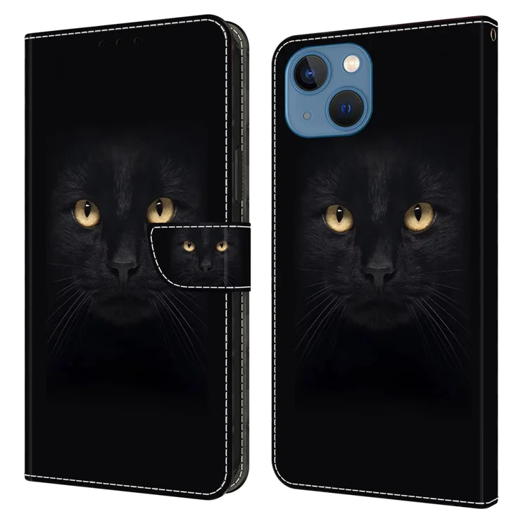 For iPhone 15 Plus Shockproof Case 3D Pattern Printing Leather