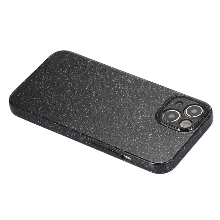 For iPhone 15 Plus Case Soft TPU Glittery Powder Anti-scratch Cellphone Cover - Black