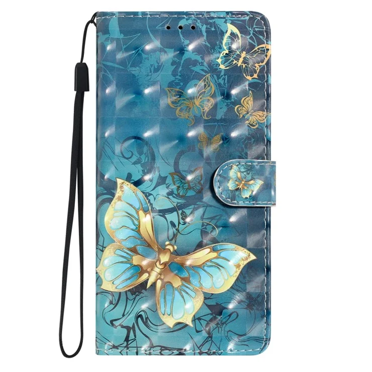 For Motorola Moto G54 5G Case 3D Pattern Design PU Leather Stand Flip Phone Cover - Butterfly