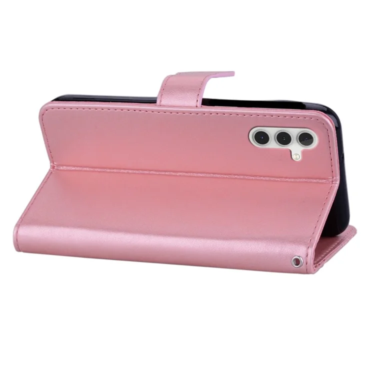 For Samsung Galaxy A05s 4G Case Rhinestone Decor Leather Phone Wallet Cover with Stand - Rose Gold
