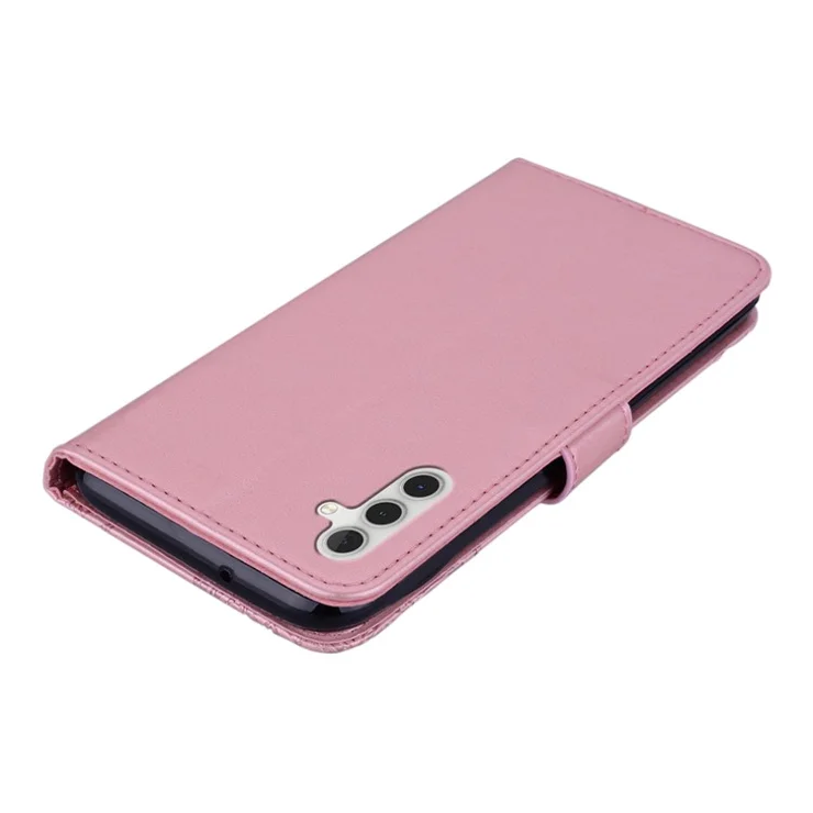 For Samsung Galaxy A05s 4G Case Rhinestone Decor Leather Phone Wallet Cover with Stand - Rose Gold