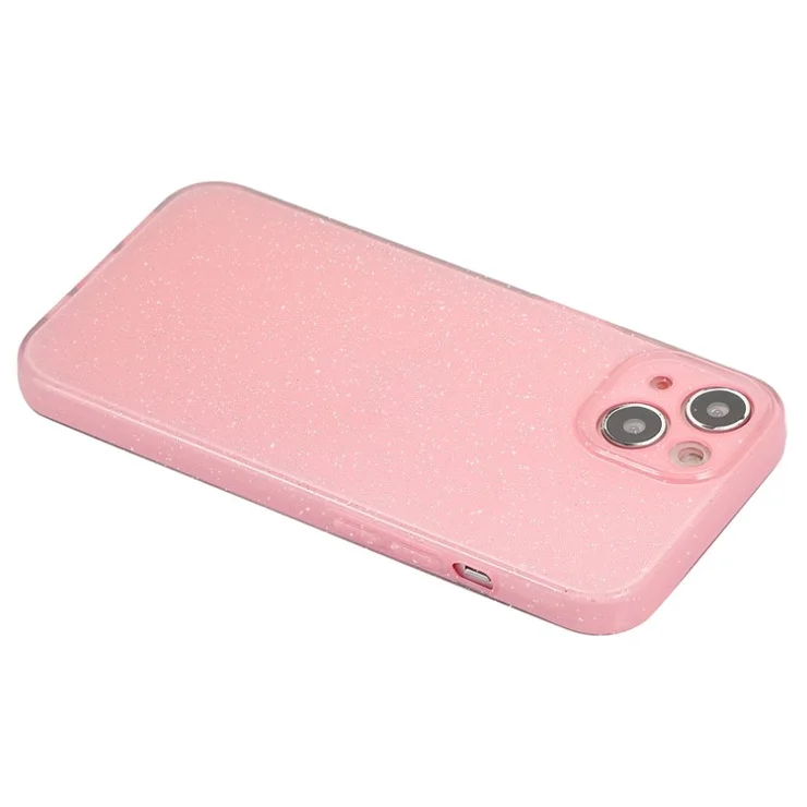For iPhone 13 6.1 inch Case Glitter Powder Soft TPU Anti-drop Jelly Phone Cover - Pink